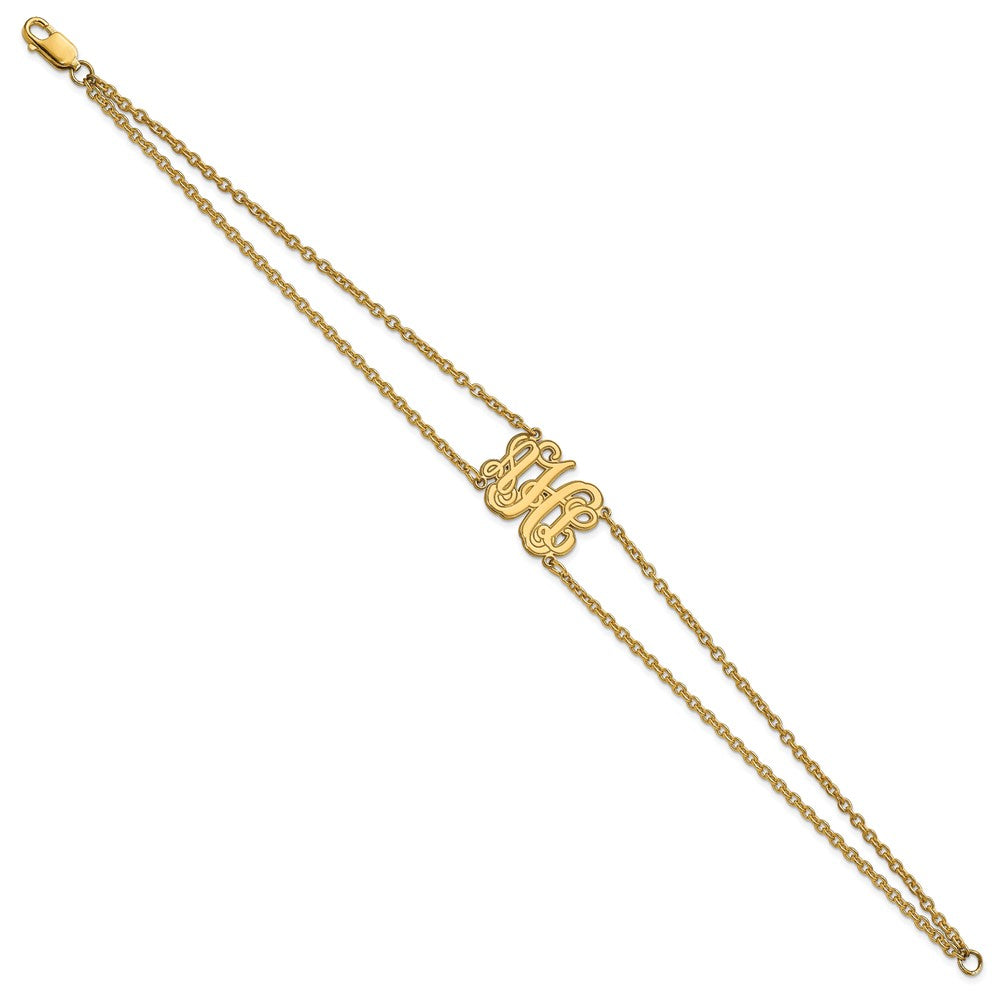 SS/Gold-plated Double Chain Etched Monogram Bracelet