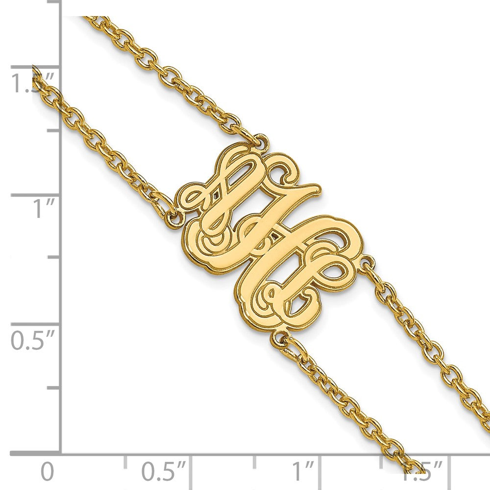 SS/Gold-plated Double Chain Etched Monogram Bracelet