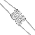 14k White Gold Double Chain Etched Monogram Bracelet