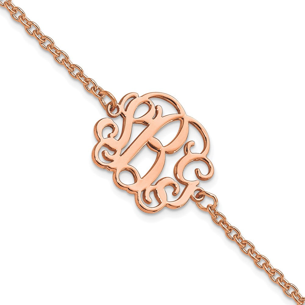 Sterling Silver/Rose-plated Monogram Bracelet