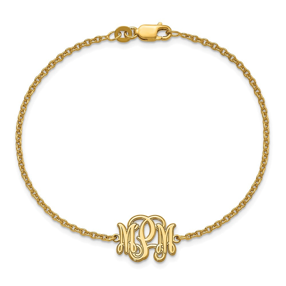 Sterling Silver/Gold-plated Etched Monogram Bracelet