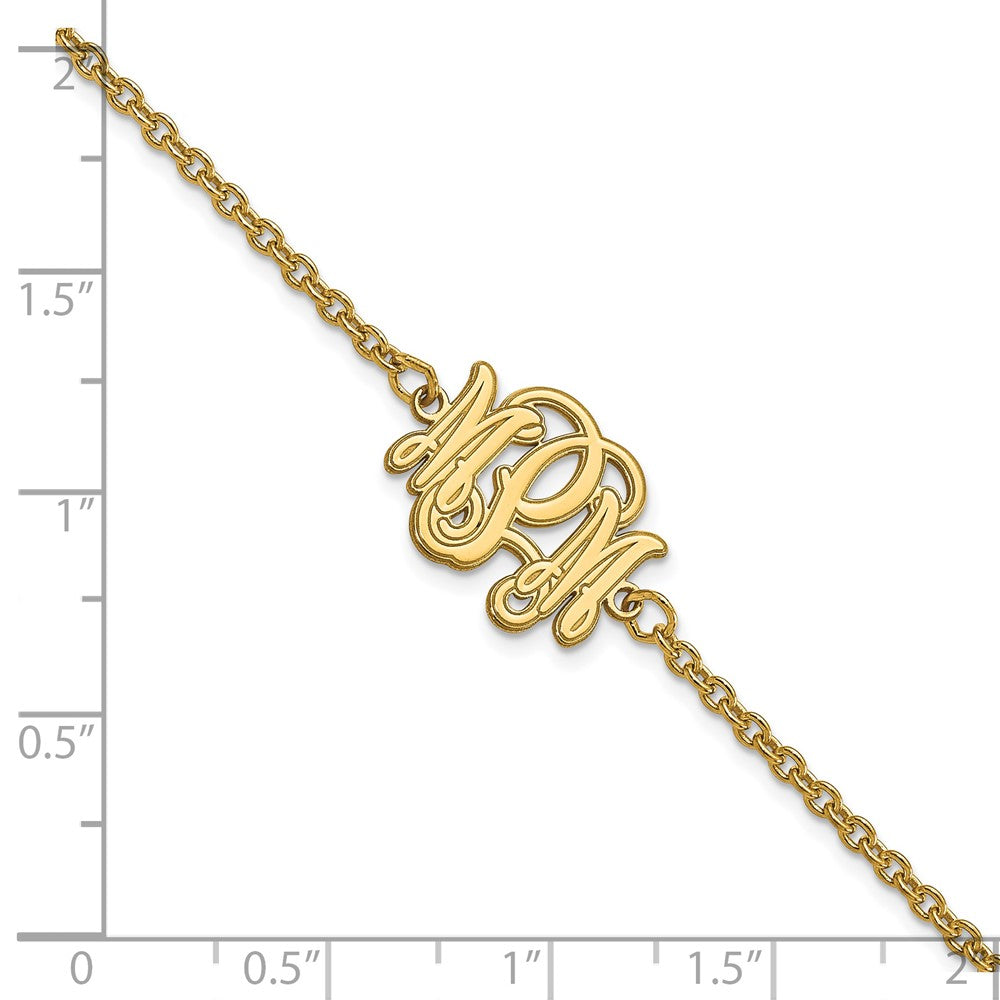 Sterling Silver/Gold-plated Etched Monogram Bracelet