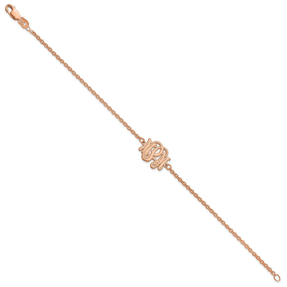 Sterling Silver/Rose-plated Etched Monogram Bracelet