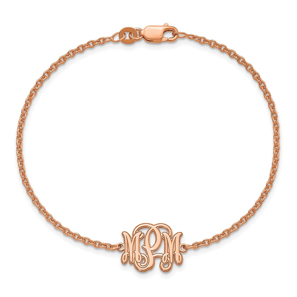 Sterling Silver/Rose-plated Etched Monogram Bracelet