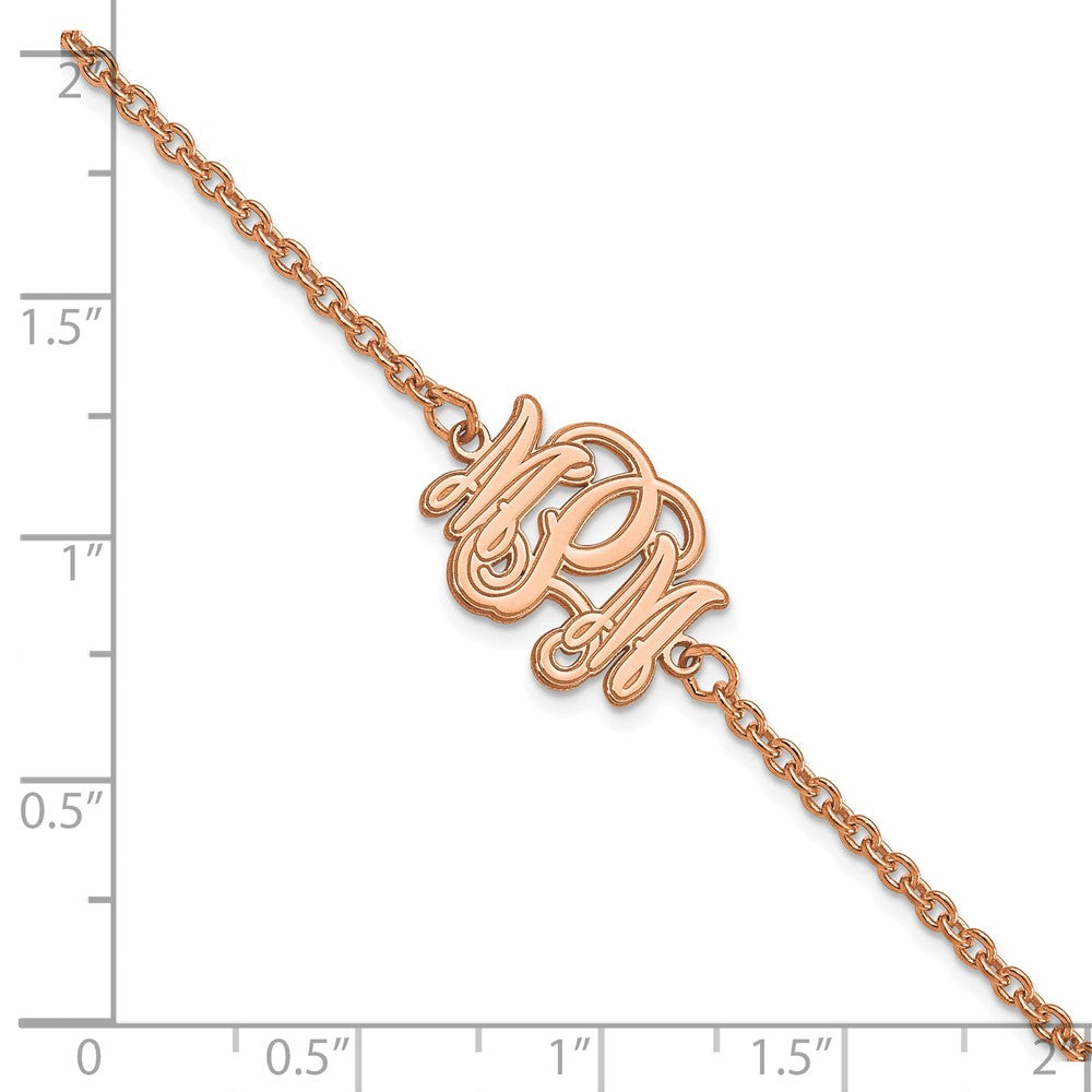 Sterling Silver/Rose-plated Etched Monogram Bracelet