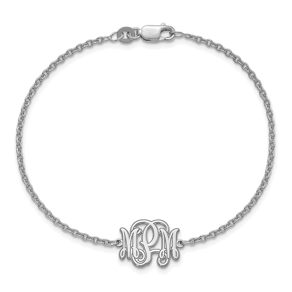 10k White Gold Etched Monogram Bracelet