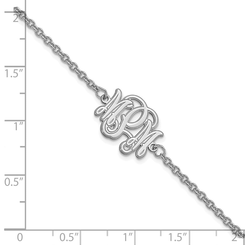 10k White Gold Etched Monogram Bracelet