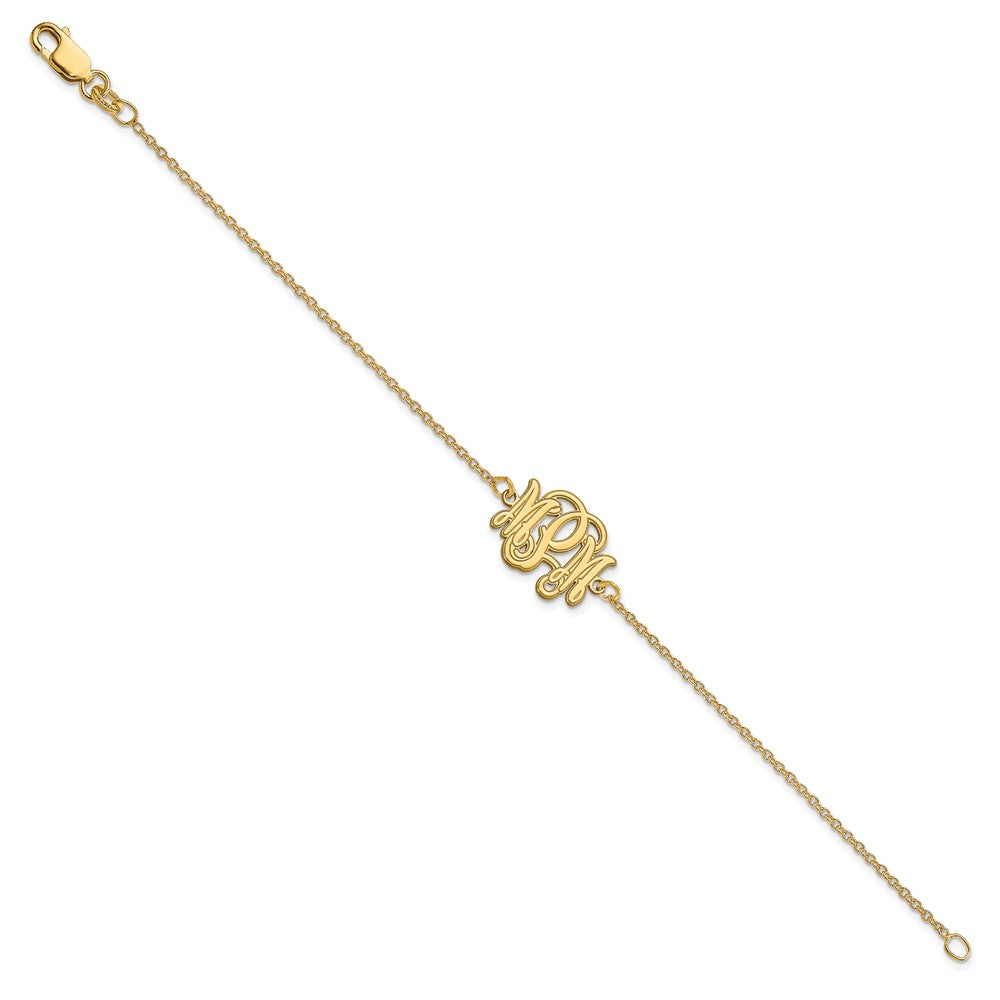 14k Yellow Gold Etched Monogram Bracelet