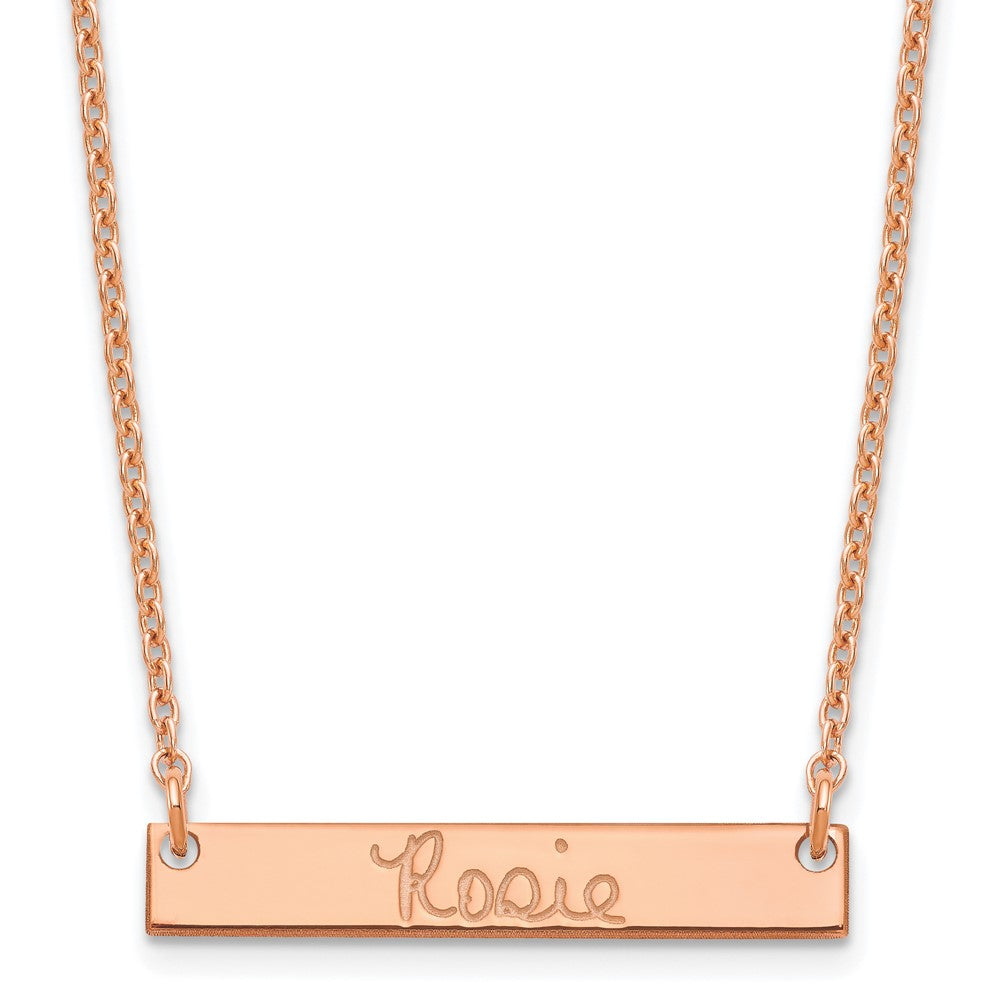 Sterling Silver/Rose-plated Small Signature Bar Necklace