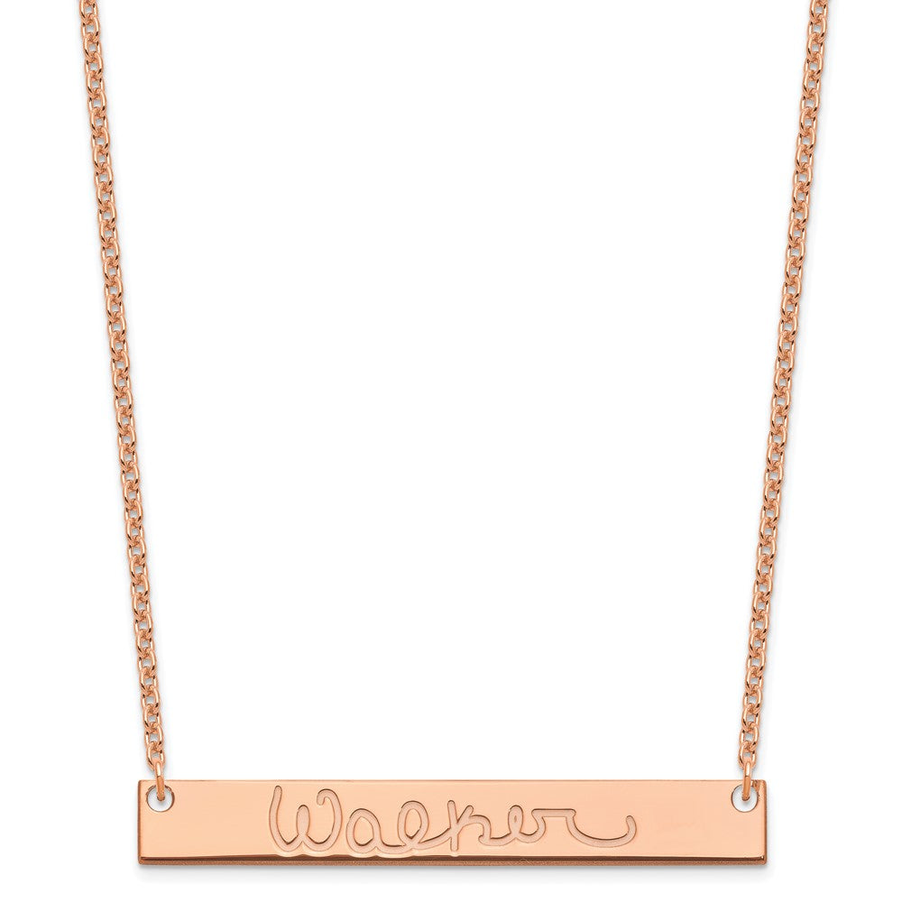Sterling Silver/Rose-plated Large Signature Bar Necklace