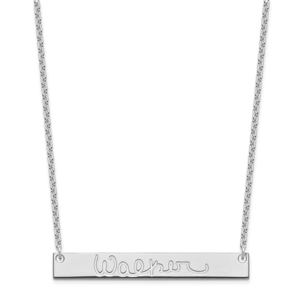 Sterling Silver/Rhodium-plated Large Signature Bar Necklace
