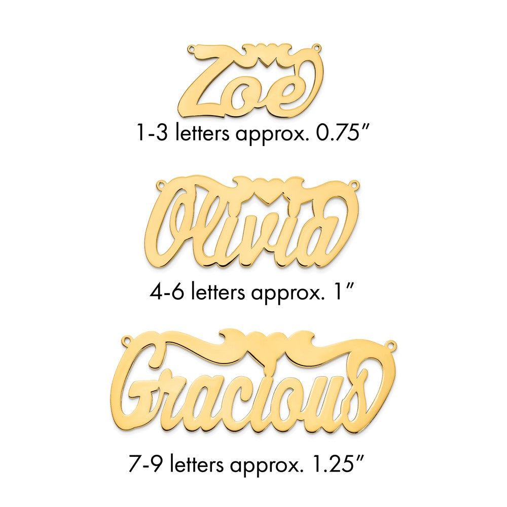 Sterling Silver/Gold-plated Polished Heart Name Plate