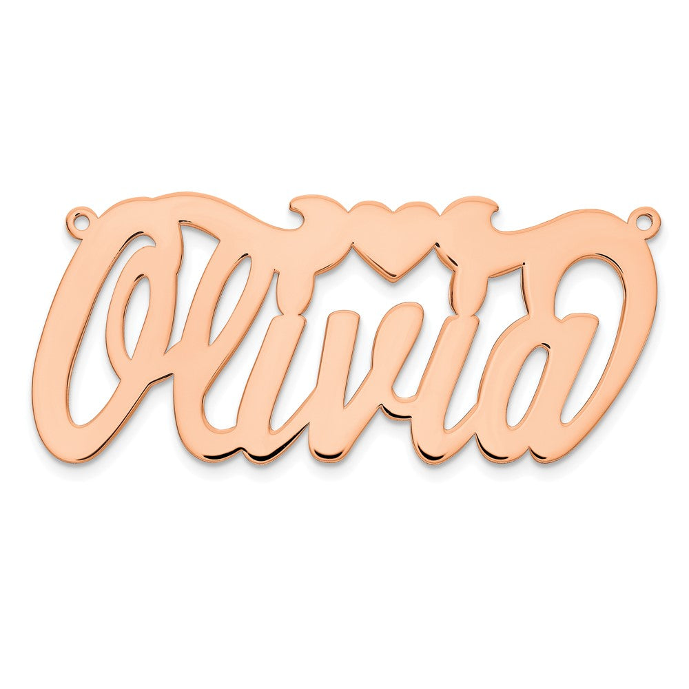 Sterling Silver/Rose-plated Polished Heart Name Plate