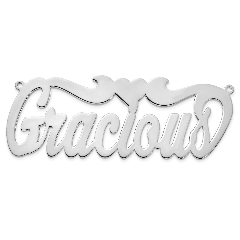 Sterling Silver/Rhodium-plated Polished Heart Name Plate