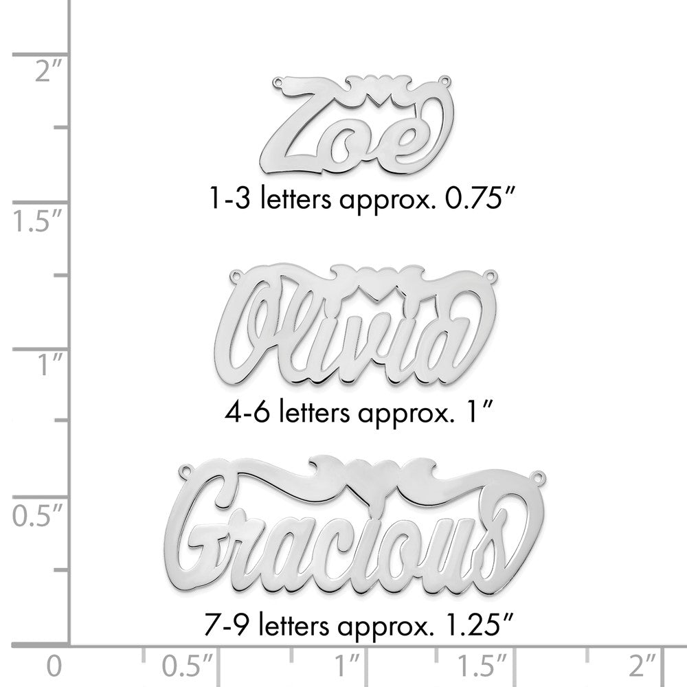 Sterling Silver/Rhodium-plated Polished Heart Name Plate