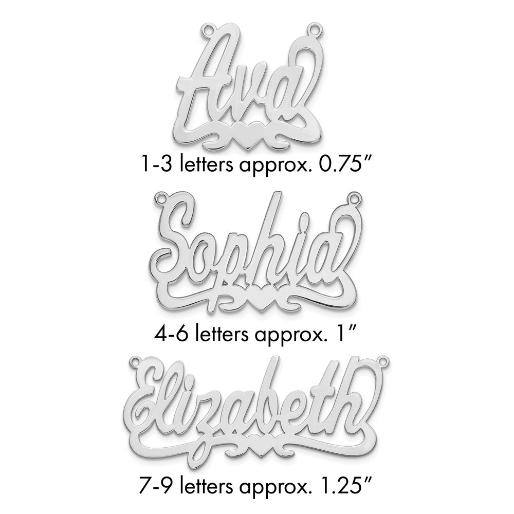 Sterling Silver/Rhodium-plated Heart Name Plate