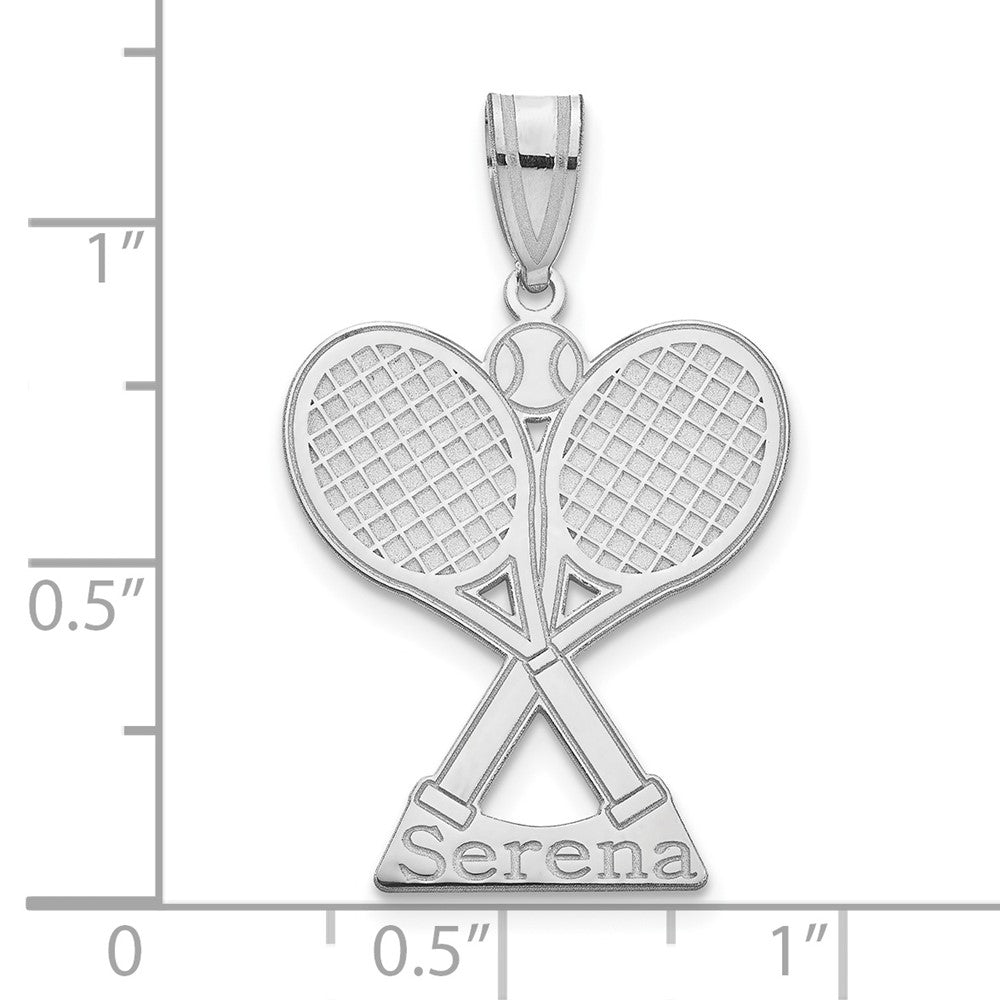 Sterling Silver/Rhodium-plated Personalized Tennis Pendant