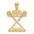 14k Yellow Gold Personalized Lacrosse Pendant