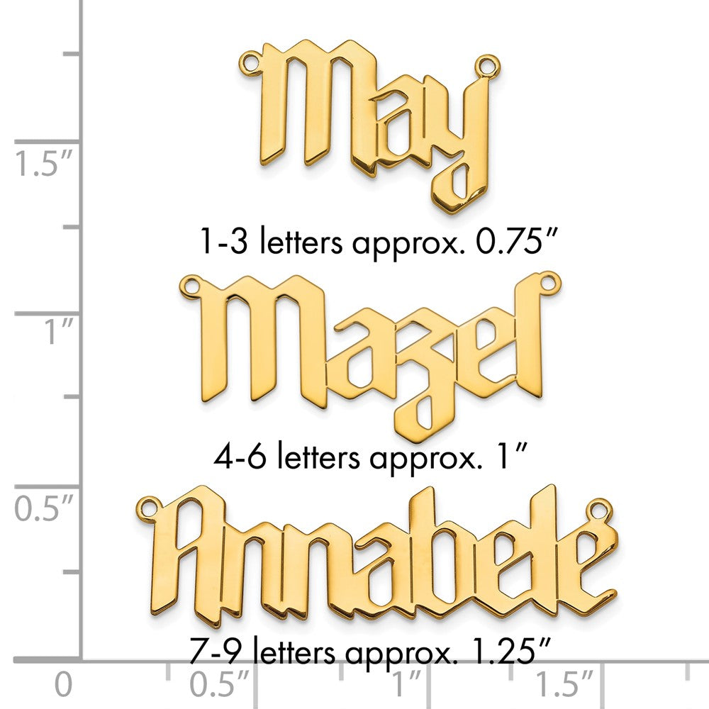 14k Yellow Gold Polished New Gothic Tectura Font Name Plate