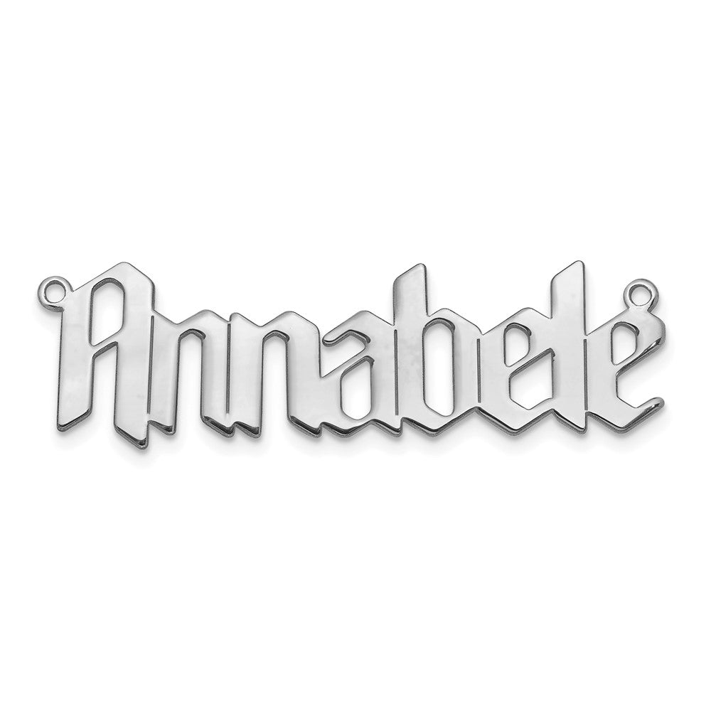10k White Gold Polished New Gothic Textura Font Name Plate