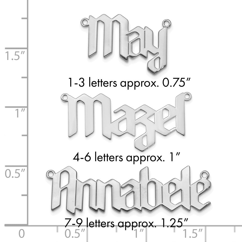 14k White Gold Polished New Gothic Textura Font Name Plate