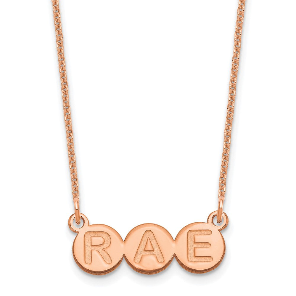 14k Rose Gold 3 letter Bubble Necklace