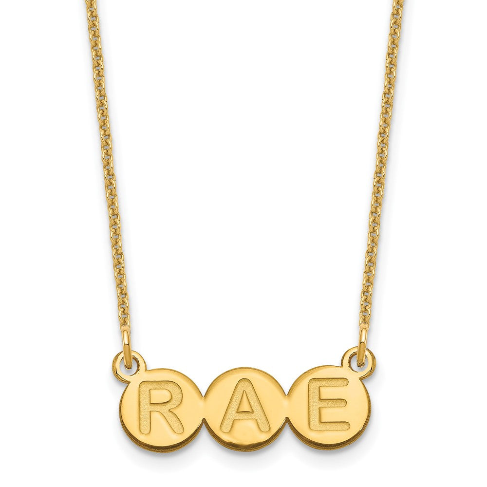 14k Yellow Gold 3 Letter Bubble Necklace