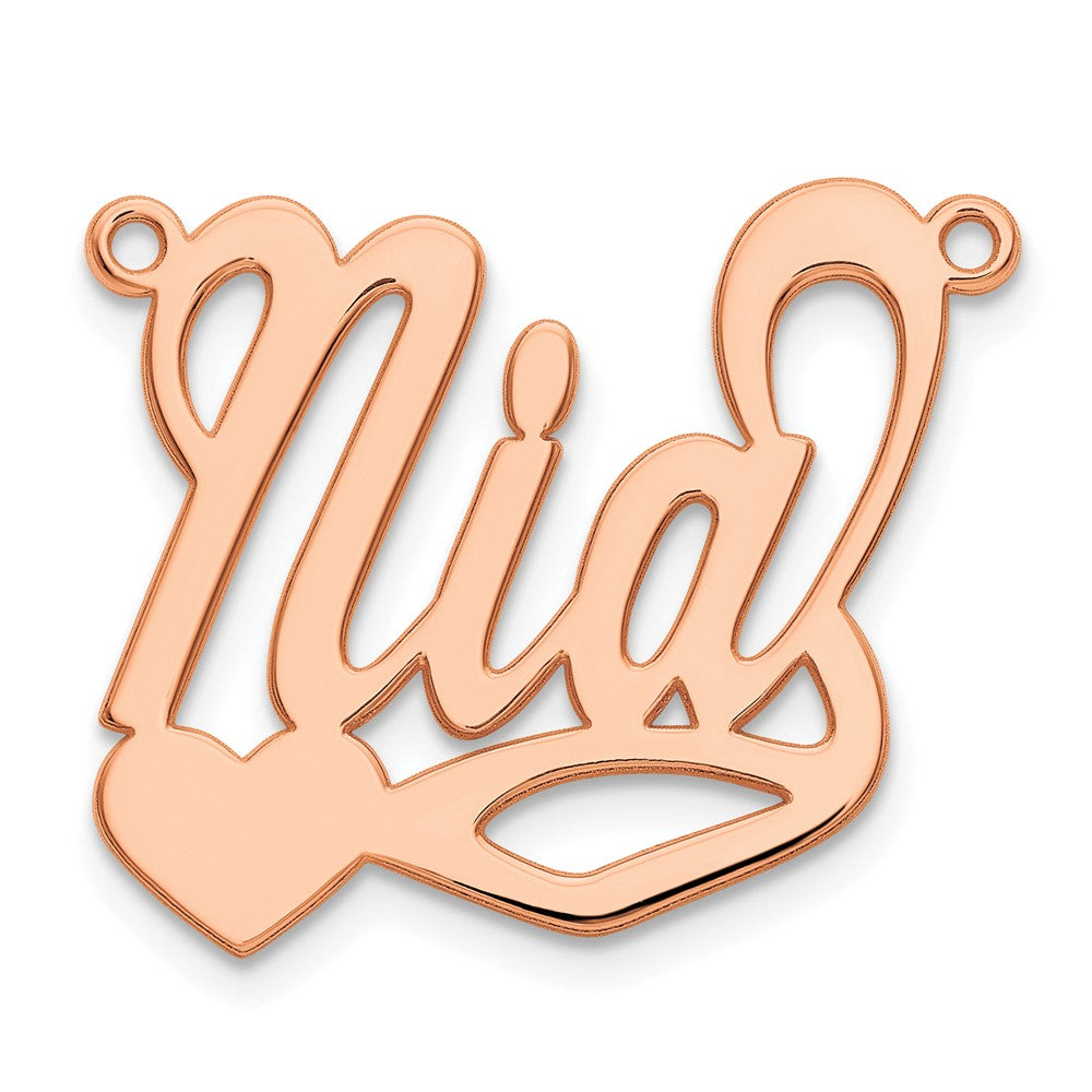 Sterling Silver/Rose-plated Polished Heart Name Plate