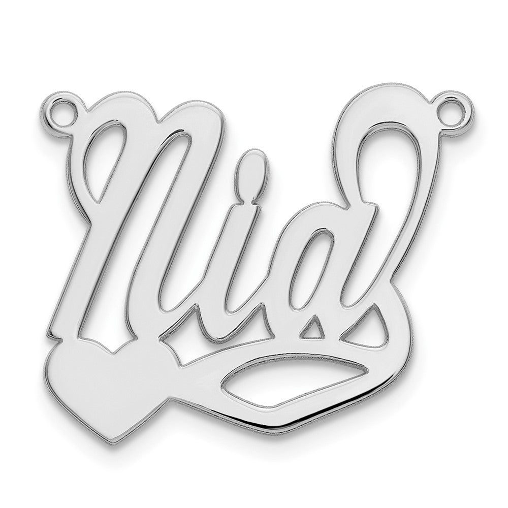 Sterling Silver/Rhodium-plated Polished Heart Name Plate