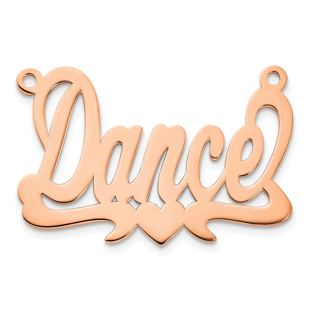 Sterling Silver/Rose-plated Polished Heart Name Plate