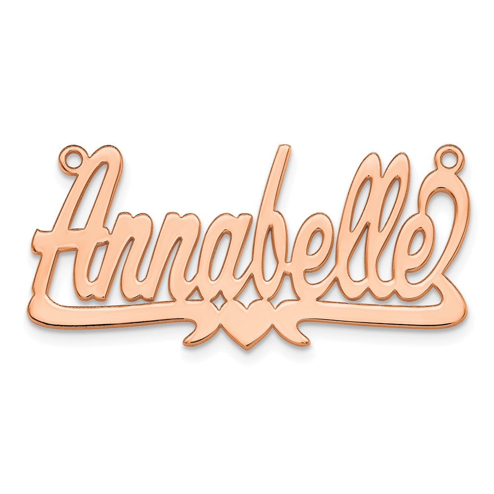 Sterling Silver/Rose-plated Polished Heart Name Plate