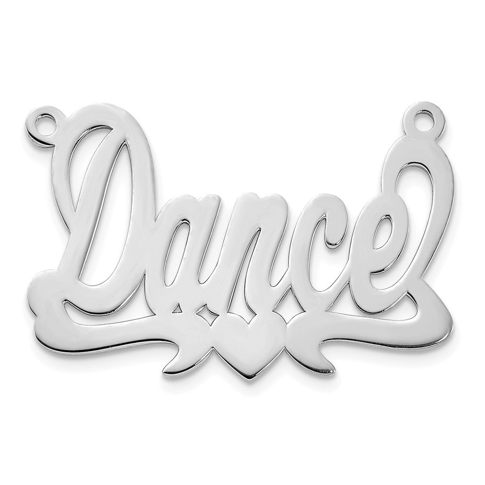 Sterling Silver/Rhodium-plated Polished Heart Name Plate