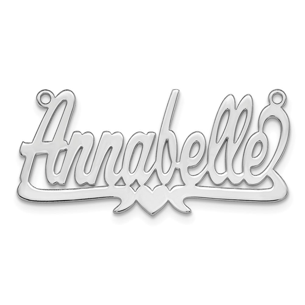 Sterling Silver/Rhodium-plated Polished Heart Name Plate