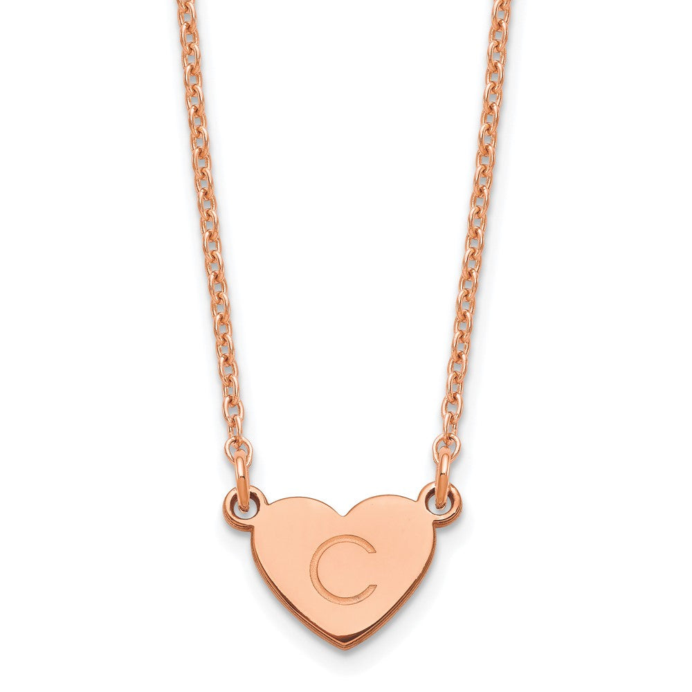 Sterling Silver/Rose-plated Initial Heart Necklace