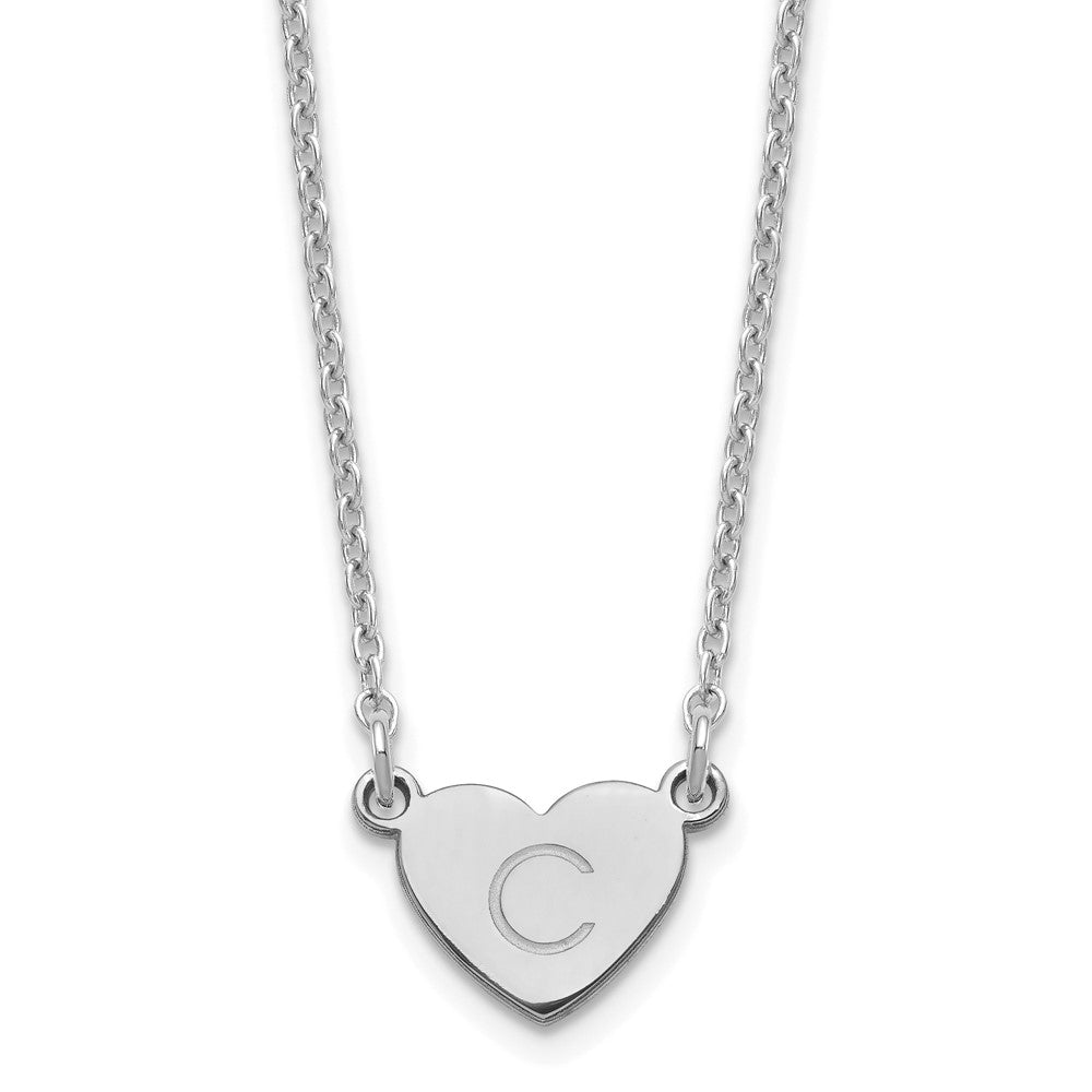 Sterling Silver/Rhodium-plated Initial Heart Necklace