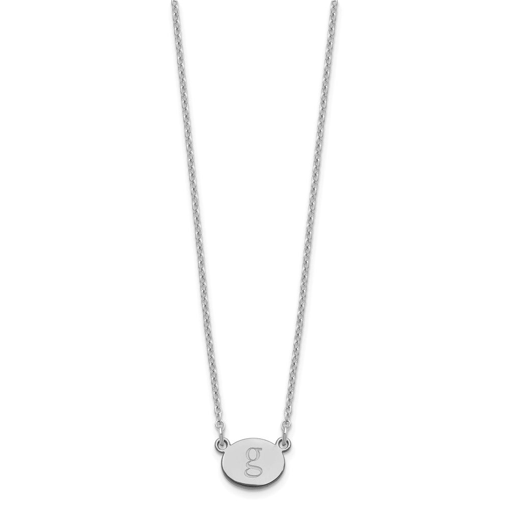 Sterling Silver/Rhodium-plated Oval initial Necklace