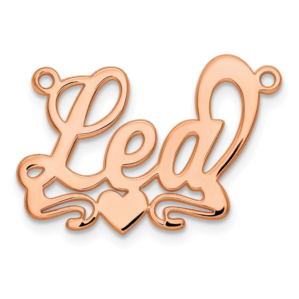 Sterling Silver/Rose-plated Polished Heart Name Plate
