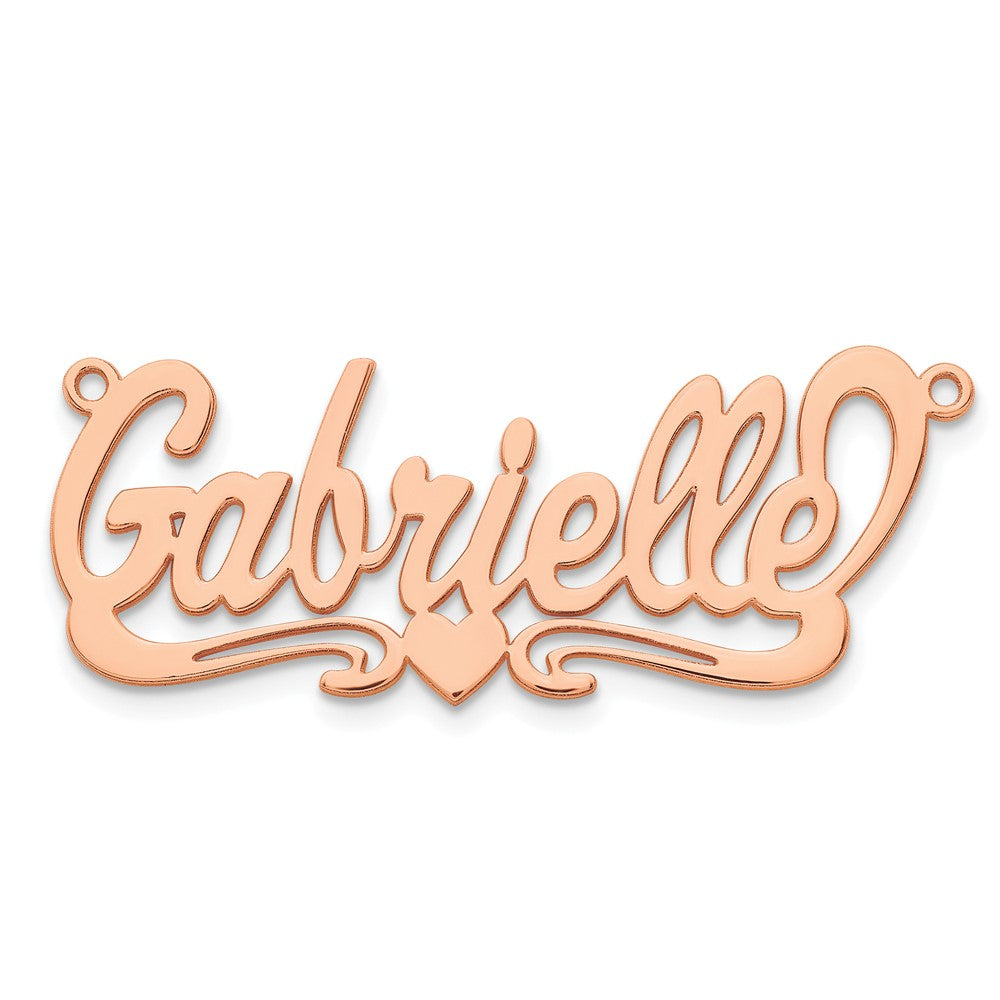 Sterling Silver/Rose-plated Polished Heart Name Plate
