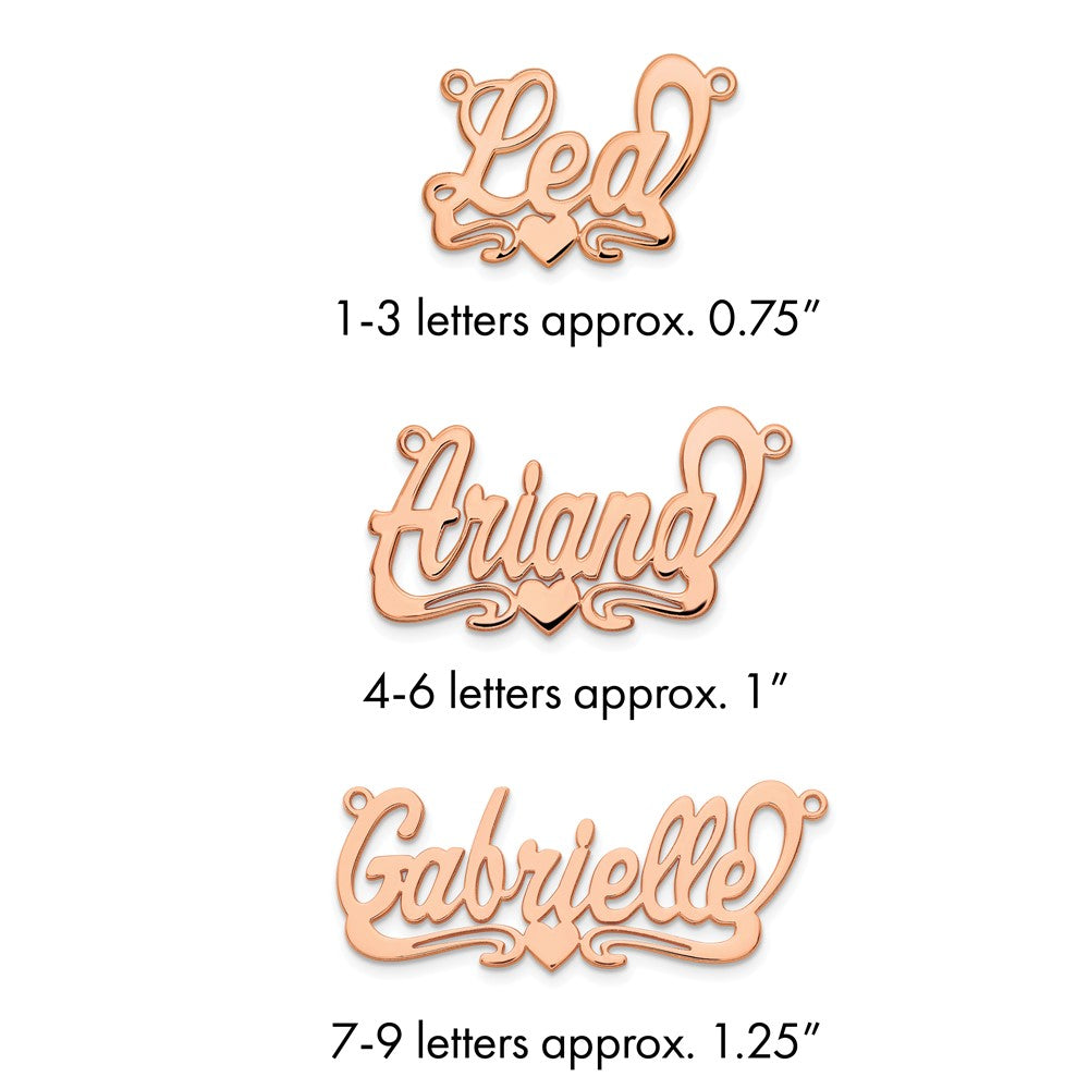 Sterling Silver/Rose-plated Polished Heart Name Plate
