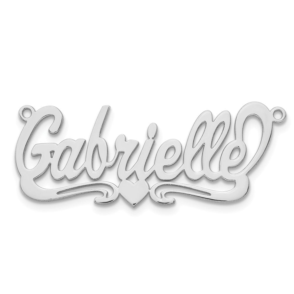 14k White Gold Polished Heart Name Plate
