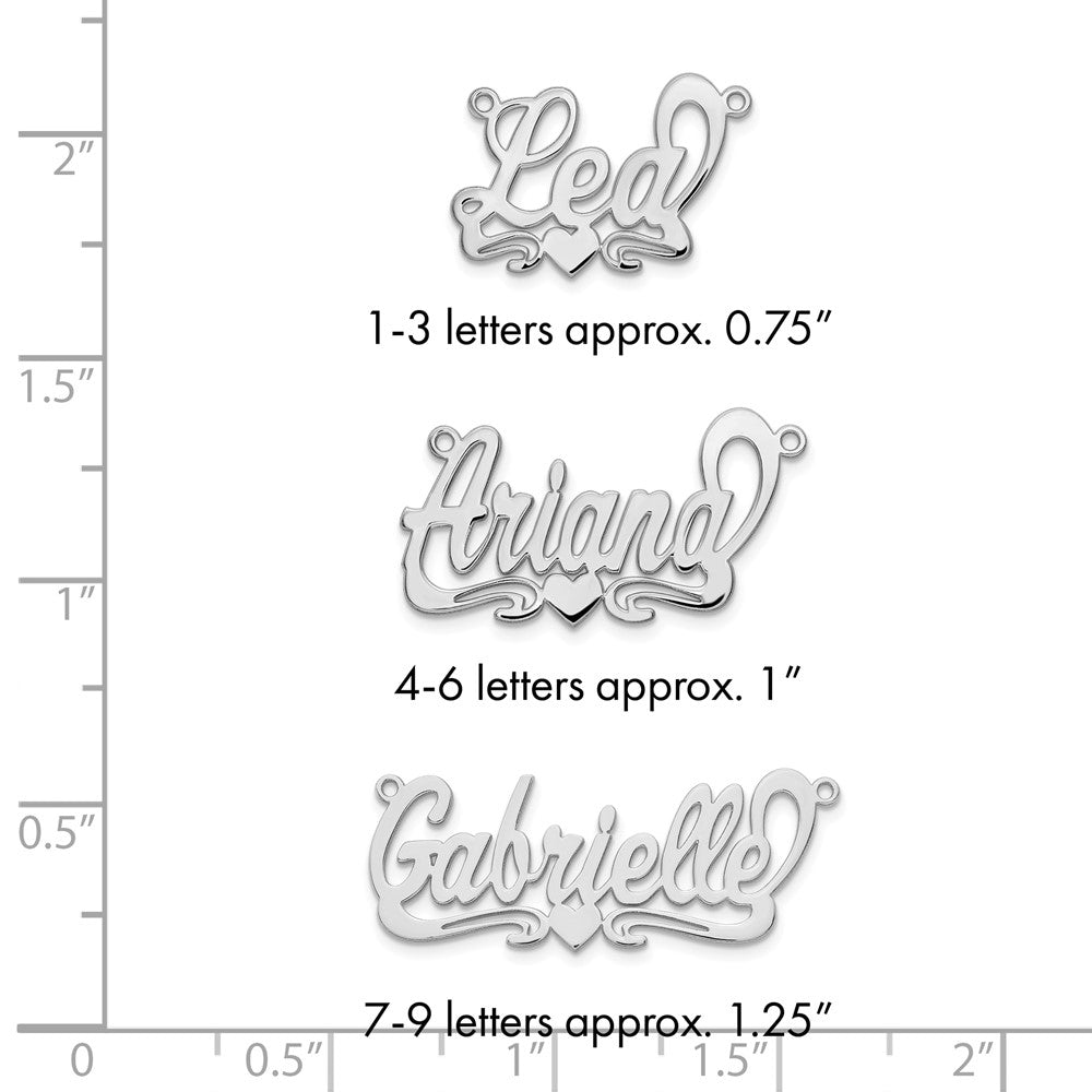 sterling Silver/Rhodium-plated Polished Heart Name Plate