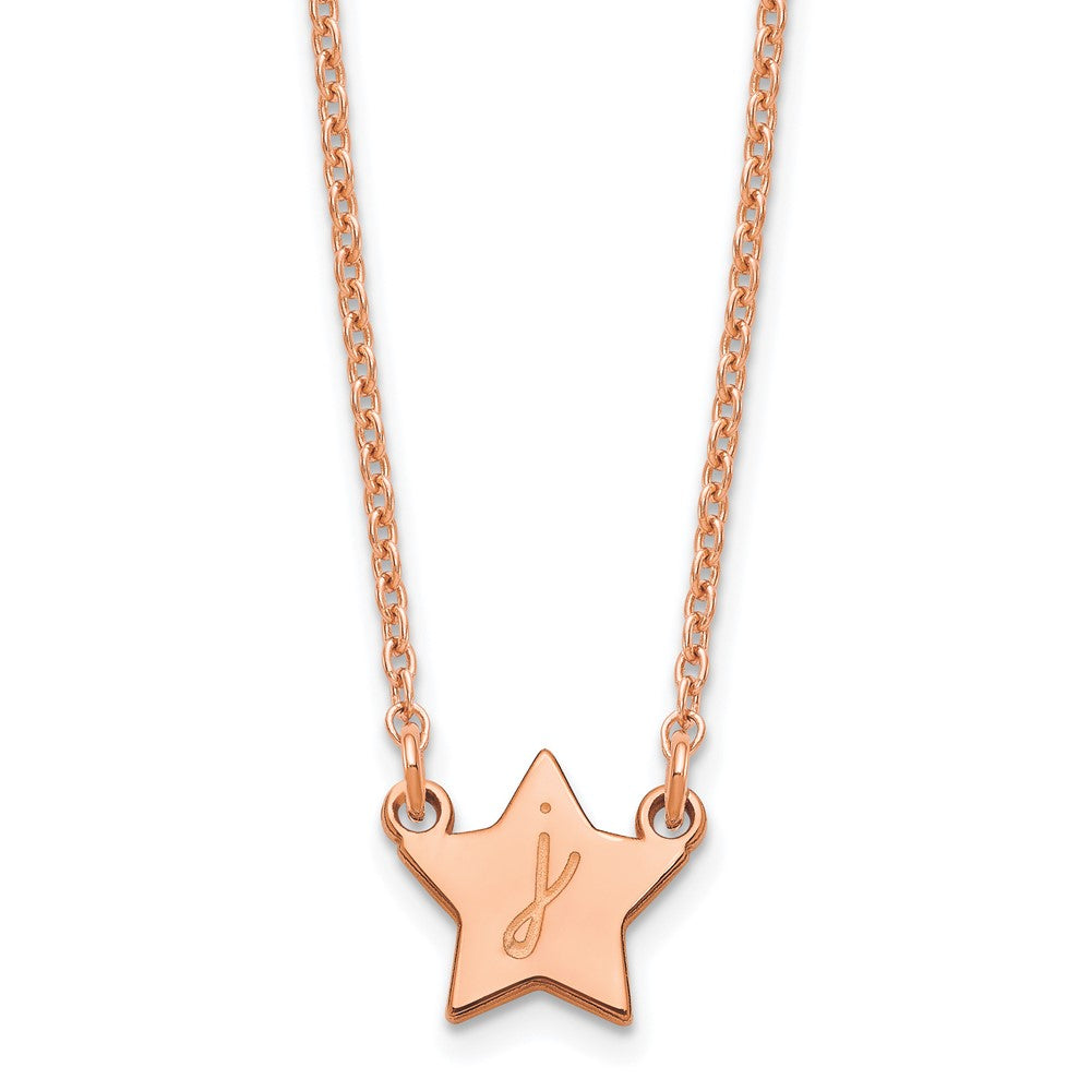 Sterling Silver/Rose-plated Initial Star Necklace