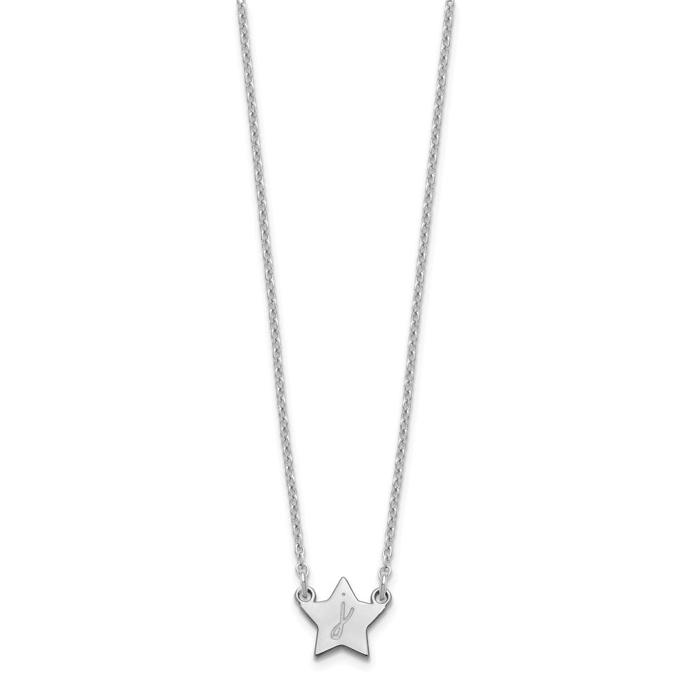 Sterling Silver/Rhodium-plated Initial Star Necklace