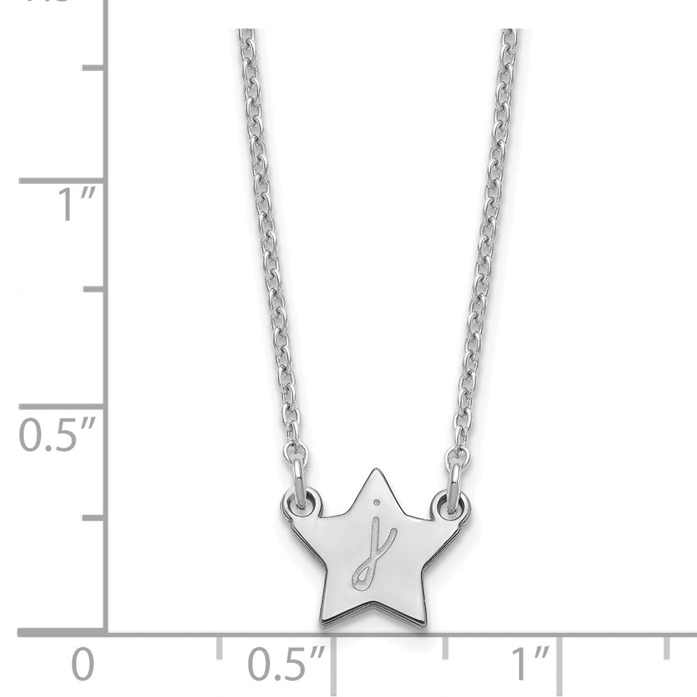 Sterling Silver/Rhodium-plated Initial Star Necklace