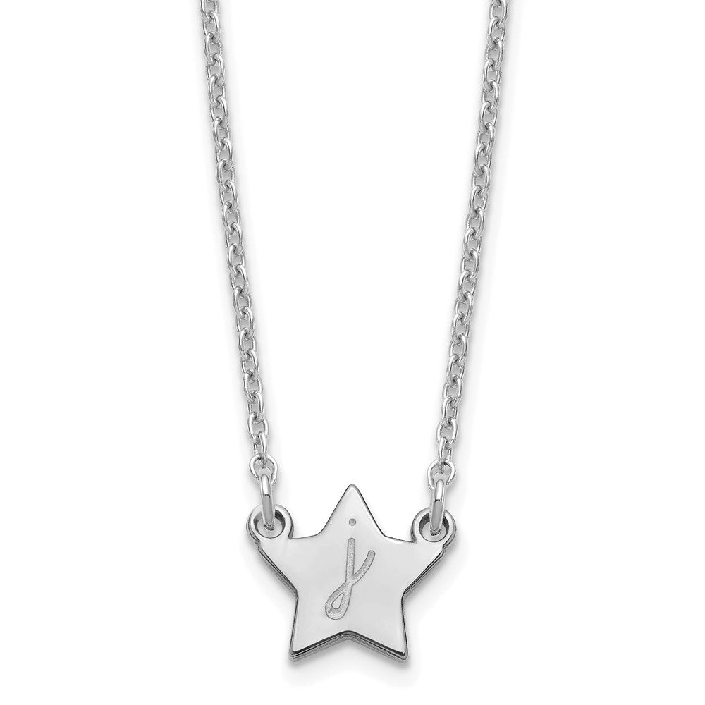 Sterling Silver/Rhodium-plated Initial Star Necklace