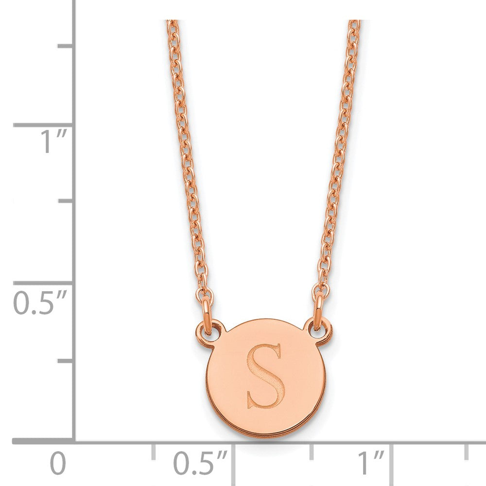 Sterling Silver/Rose-plated Round Initial Necklace