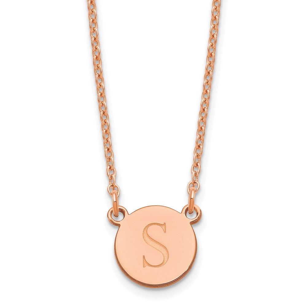 Sterling Silver/Rose-plated Round Initial Necklace