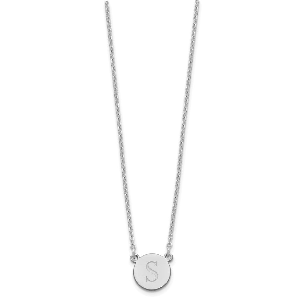 Sterling Silver/Rhodium-plated Round Initial Necklace