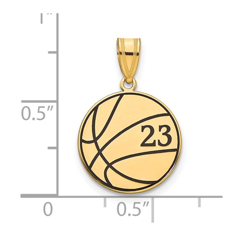 Sterling Silver/Gold-plated Basketball Epoxy Pendant