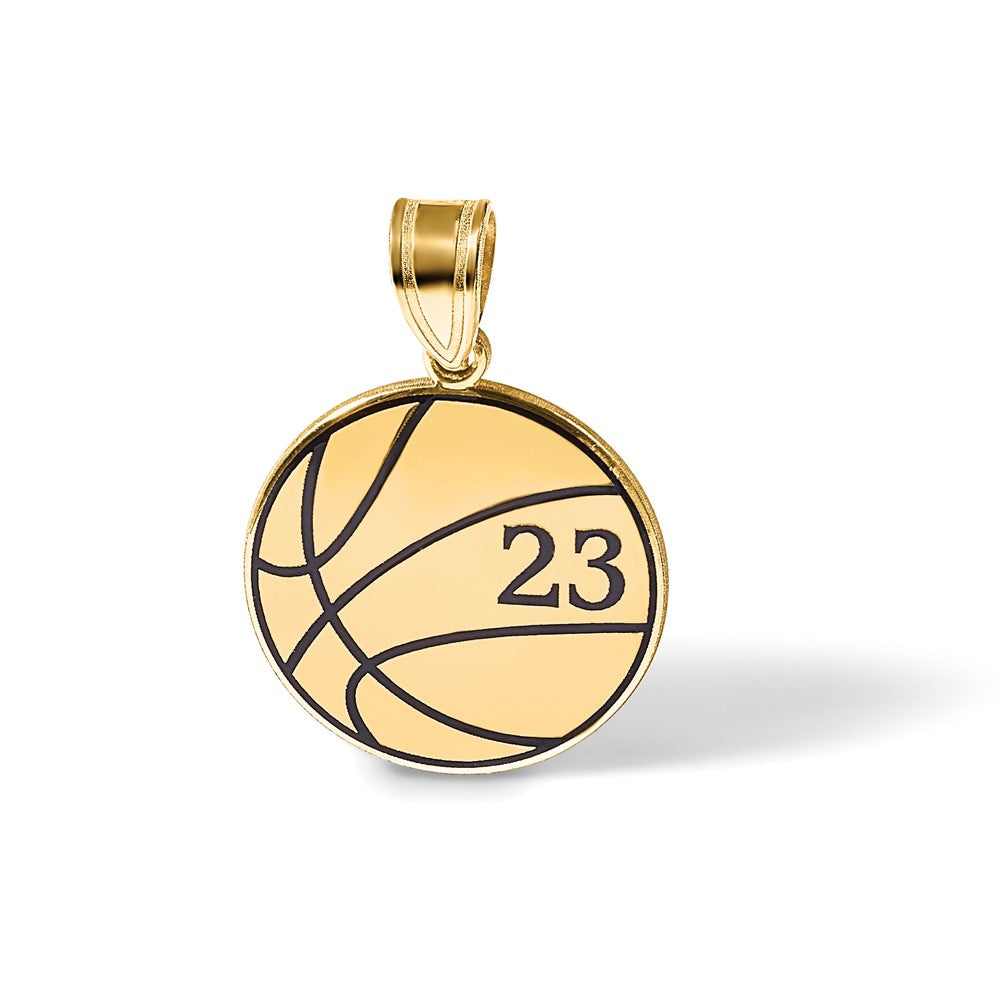 Sterling Silver/Gold-plated Basketball Epoxy Pendant